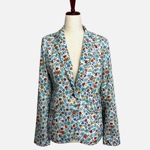 J.CREW NWT Blazer Liberty Art Floral Ruffle Trim Jacket Button Sz 2